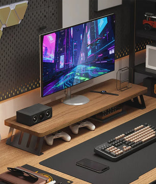 Houten Monitorverhoger met Opbergruimte - Ergonomische Bureau Organizer