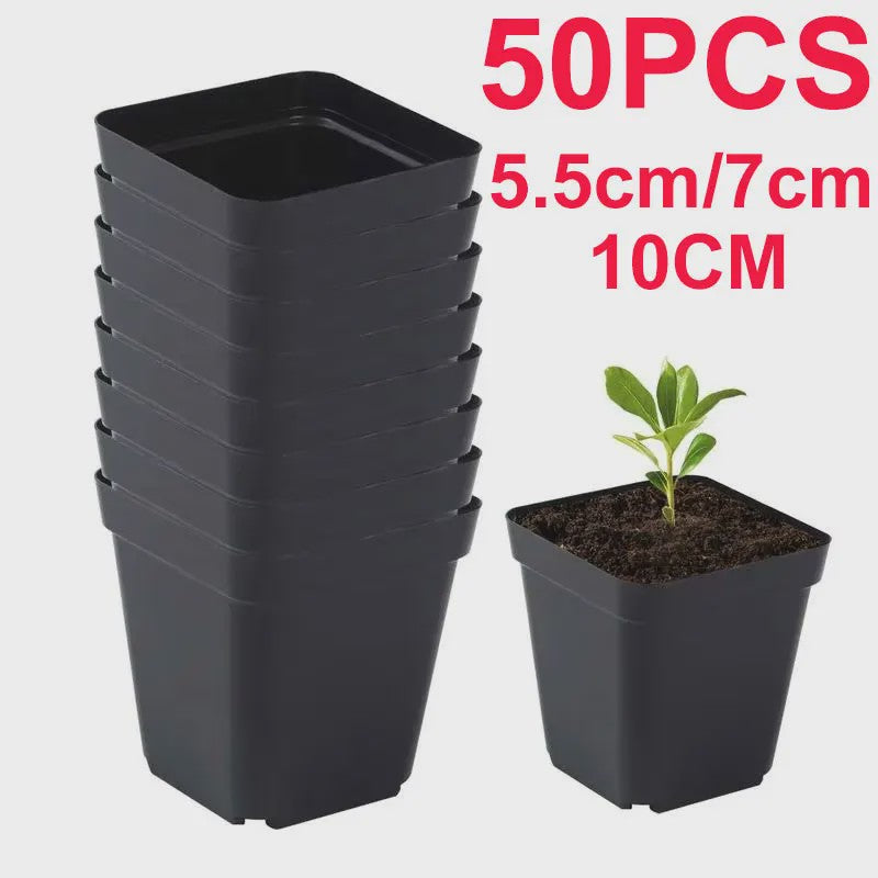 50 Stuks Vierkante Plastic Kweekpotjes voor Zaailingen en Planten