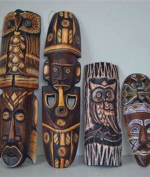 Handgesneden Afrikaans Houten Masker - Decoratieve Muurdecoratie met Tribale Kunst (50cm)
