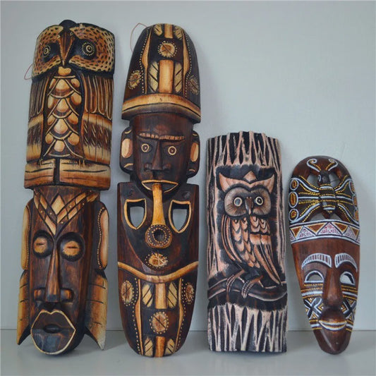 Handgesneden Afrikaans Houten Masker - Decoratieve Muurdecoratie met Tribale Kunst (50cm)
