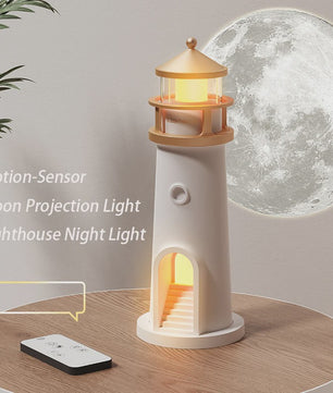 Unieke Maan Projectie Vuurtoren Lamp met Muziek & Bewegingssensor
