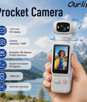 Ourlife Draagbare Pocket Action Camera - 4K HD, 180° Roteerbare Lens voor Vlogs & Outdoor