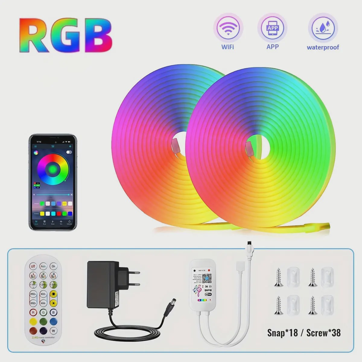 RGB LED Neon Strip Waterdicht met APP & Afstandsbediening - Slimme WIFI & Alexa Compatibel