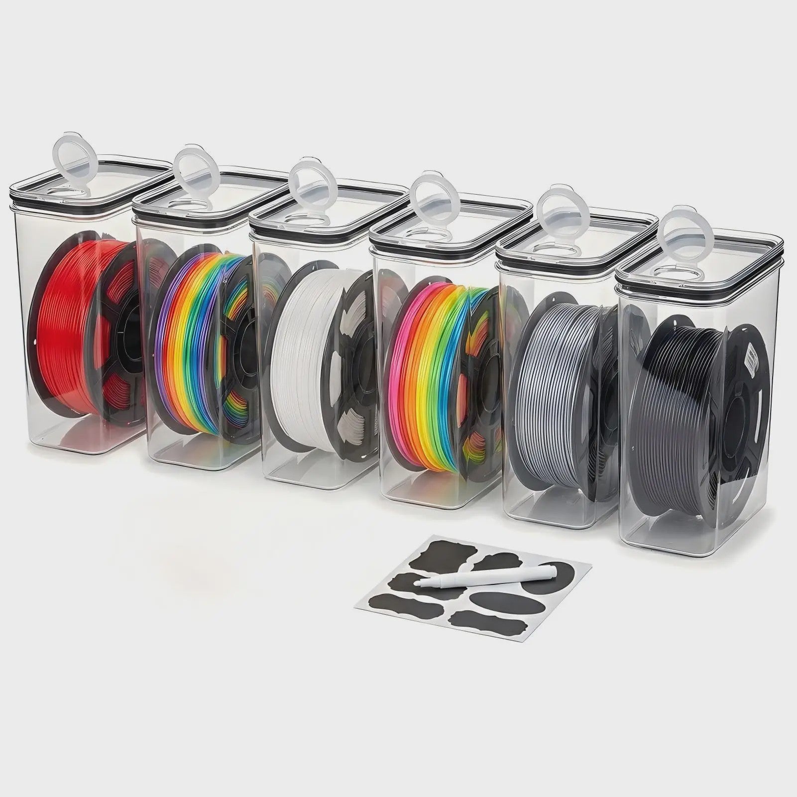 Set van 6 Luchtdichte Filament Opslagcontainers (4L) voor 3D Printer Filament