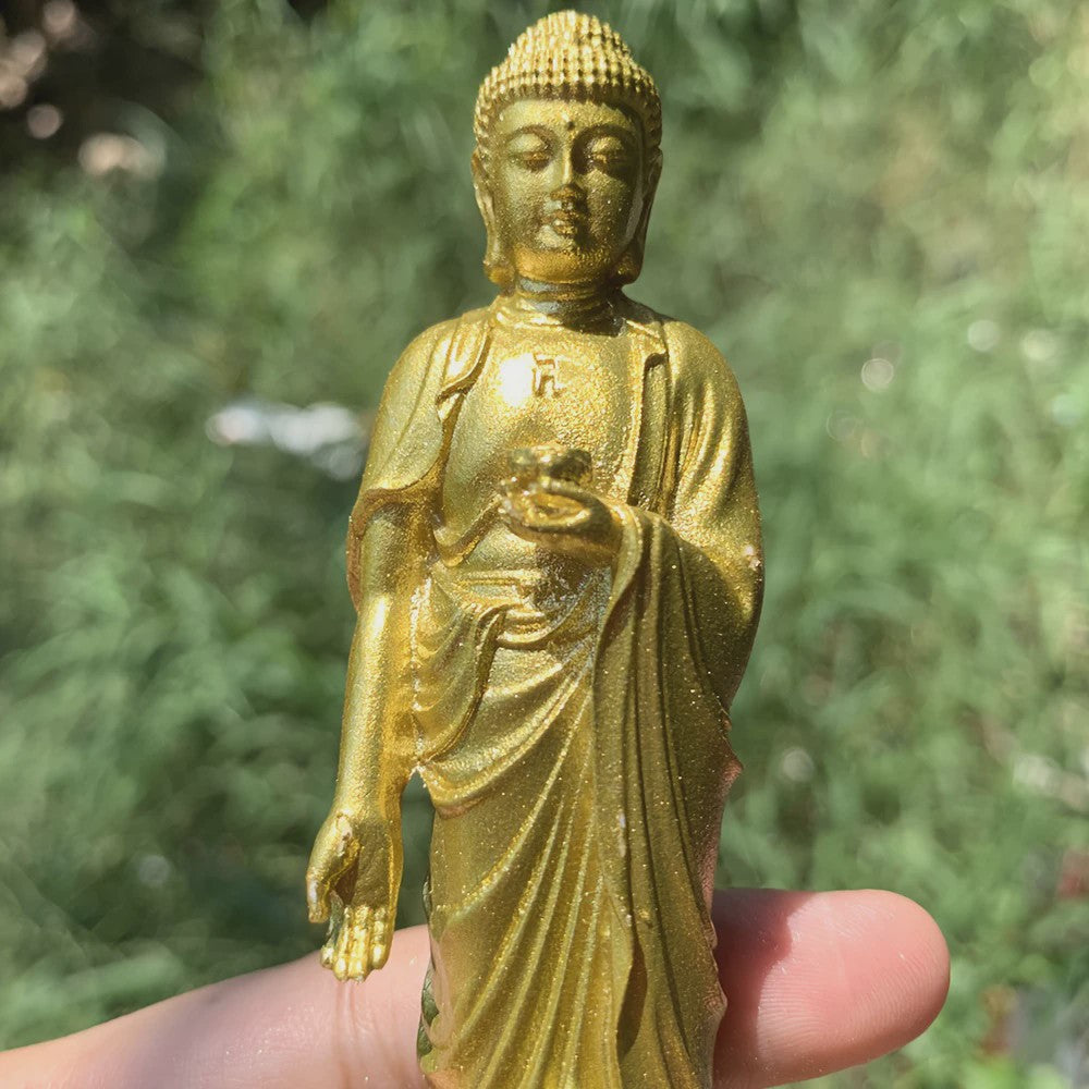 5-inch Gouden Shakyamuni Boeddha Standbeeld - Traditionele Chinese Stijl Decoratie & Cadeau