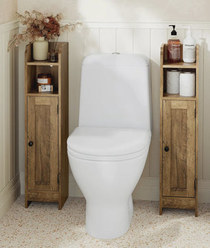 Smalle Houten Badkamerkast met Deur en Plank - Ideaal voor Toiletpapier