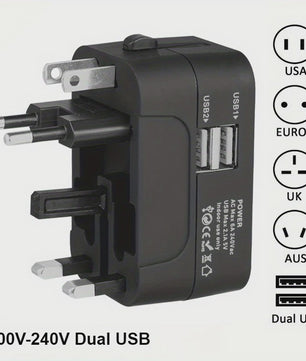 Universele Reisadapter met 2 USB & USB-C Poorten - Wereldwijd Bruikbaar