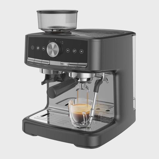 HiMISS Volautomatische Espressomachine met Ingebouwde Grinder en Melkopschuimer - 15 Bar