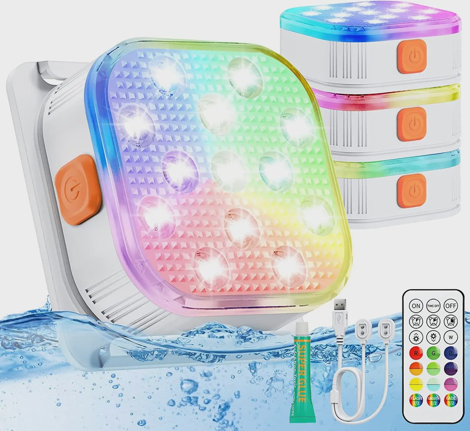 Oplaadbare LED Onderwater Verlichting voor Zwembad met Afstandsbediening & Timer