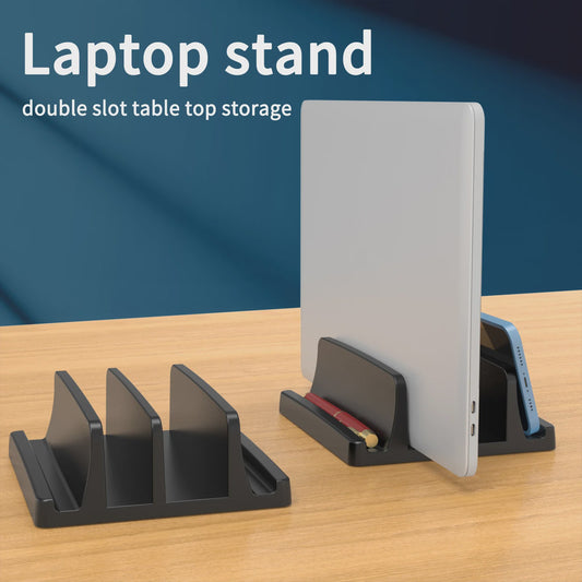 Verticale Laptop Stand met 3 Sleuven - Organizer voor MacBook, Tablet & Telefoon
