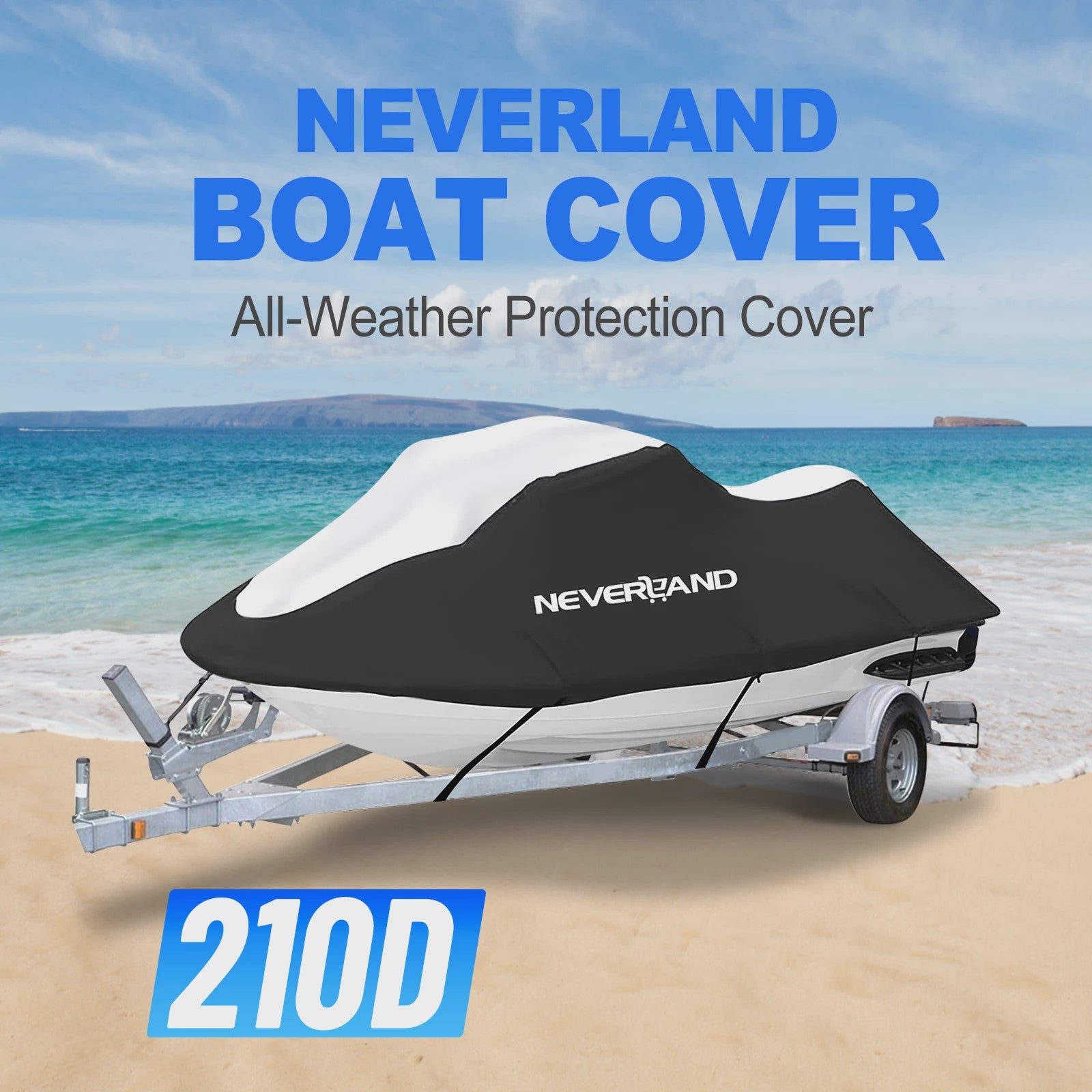 Waterdichte Bootkap 210D Heavy Duty voor V-romp boten (15-35ft) - UV, Zon, Regen, Stof, Trailerbaar