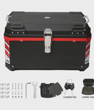 Motorbagagekoffer 68L Zwart met Interieur, Reflectoren & Montagebasis - Outdoor Ritten
