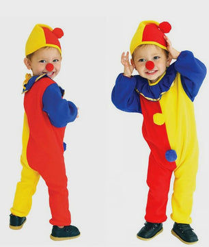 Kind Clown Kostuum met Muts - Feestelijk Jumpsuit voor Jongens & Meisjes