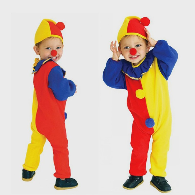 Kind Clown Kostuum met Muts - Feestelijk Jumpsuit voor Jongens & Meisjes