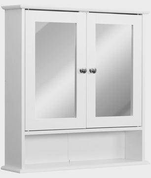 Kleankin Bathroom Cabinet with Wall Mirror with 2 Doors 3-Tier Cabinet for Storage Wall Cabinet