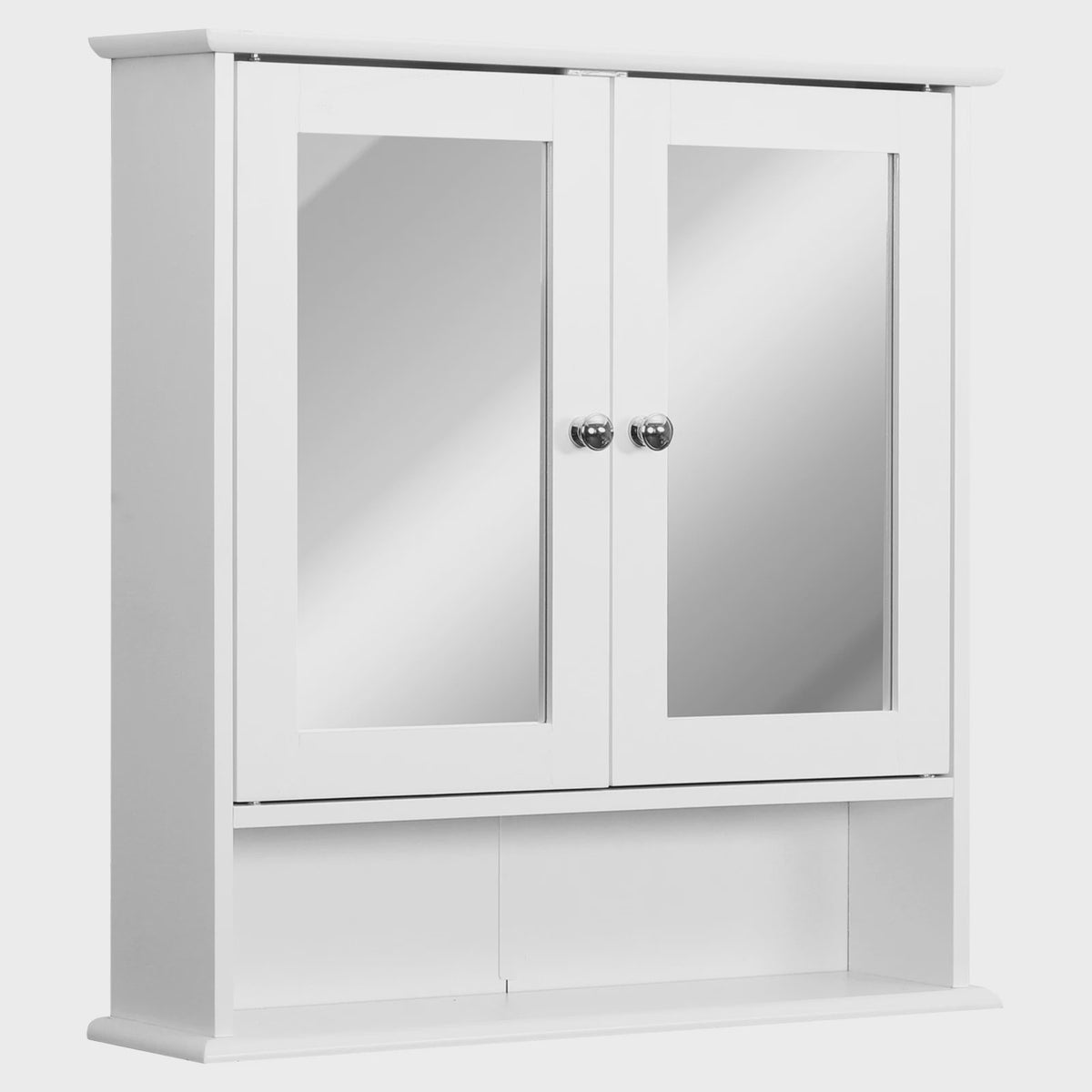 Kleankin Bathroom Cabinet with Wall Mirror with 2 Doors 3-Tier Cabinet for Storage Wall Cabinet