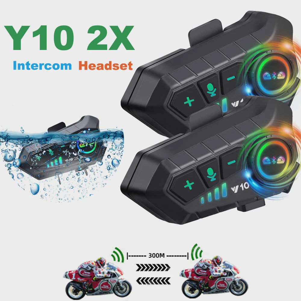 Kebidumei YP10 2X Motorhelm Intercom Headset - Bluetooth 5.3, 300m Bereik, Waterdicht