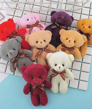 Set van 10 Mini Strikje Teddybeer Pluche Hangers - Kleurrijk en Zacht