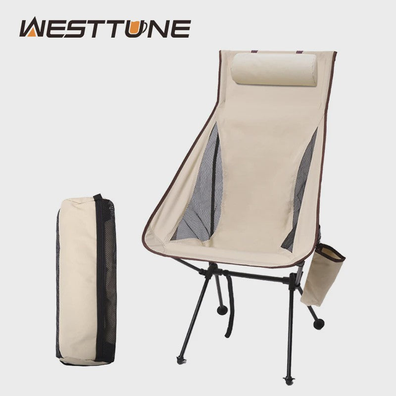 Westtune Lichtgewicht Aluminium Campingstoel met Hoofdsteun - Draagbaar en Opvouwbaar