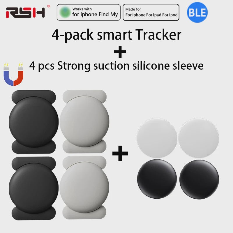 4x Apple Find My Smart Tracker Tags met Magneet & Siliconen Hoes - Anti-verlies Tracker