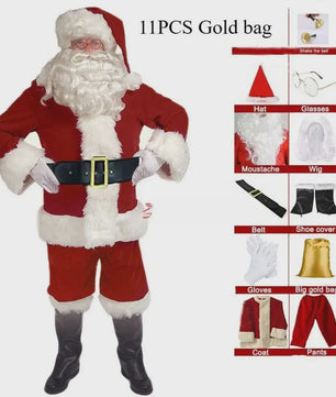Luxe Gouden Fluweel Santa Claus Kostuum voor Heren - Perfect voor Kerst, Halloween & Feesten