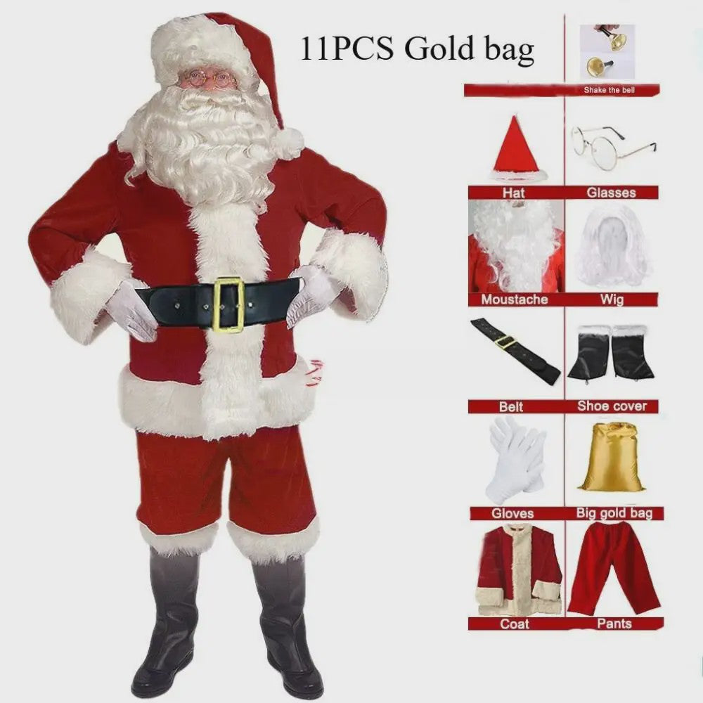 Luxe Gouden Fluweel Santa Claus Kostuum voor Heren - Perfect voor Kerst, Halloween & Feesten