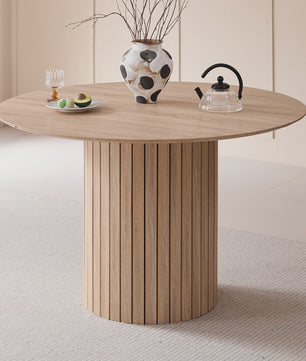 Moderne Ronde Eettafel 120cm met Houten Basis - Scandinavisch Design voor 4-6 Personen