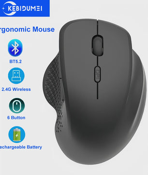 Ergonomische Draadloze Muis: 2.4G & Bluetooth, Oplaadbaar, 1600 DPI, 6 Knoppen