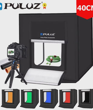 PULUZ 40CM Fotografie Lightbox - Dimbare Dual LED Studio Tent met 6 Kleuren Achtergronden