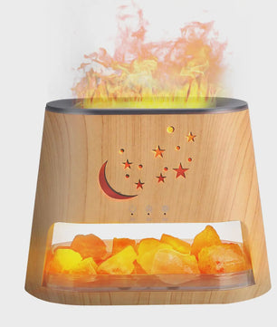 2-in-1 Aroma Diffuser met Himalayazout Lamp & Vlam Effect - 260ML, 7 Kleuren