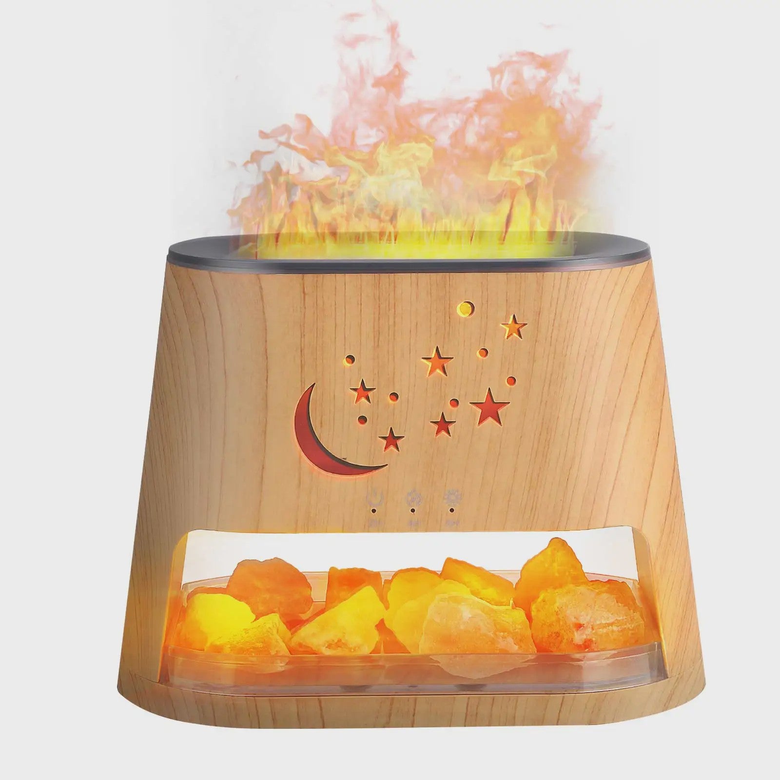 2-in-1 Aroma Diffuser met Himalayazout Lamp & Vlam Effect - 260ML, 7 Kleuren