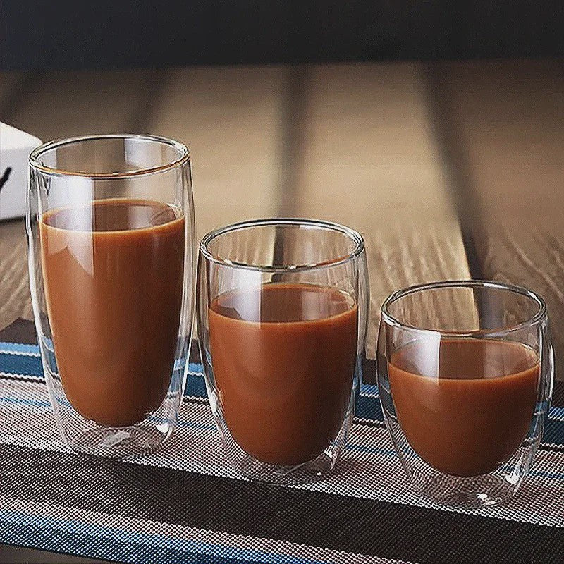 Dubbelwandige Glazen Mokken - Hittebestendig & Handgemaakt voor Koffie, Thee, Bier & Whiskey