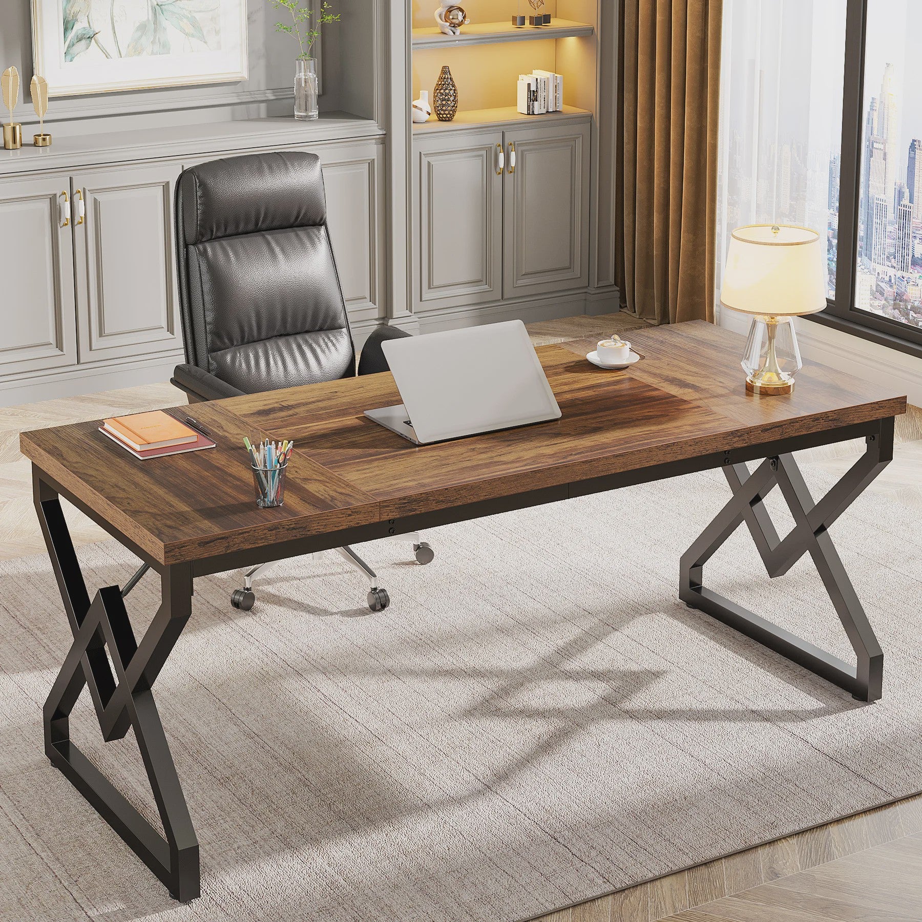 Tribesigns Bureau 160cm - Robuust Hout & Metaal - Ruim Werkblad