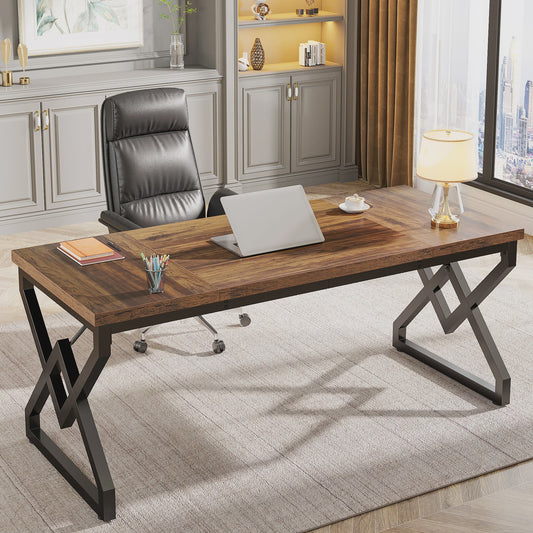 Tribesigns Bureau 160cm - Robuust Hout & Metaal - Ruim Werkblad