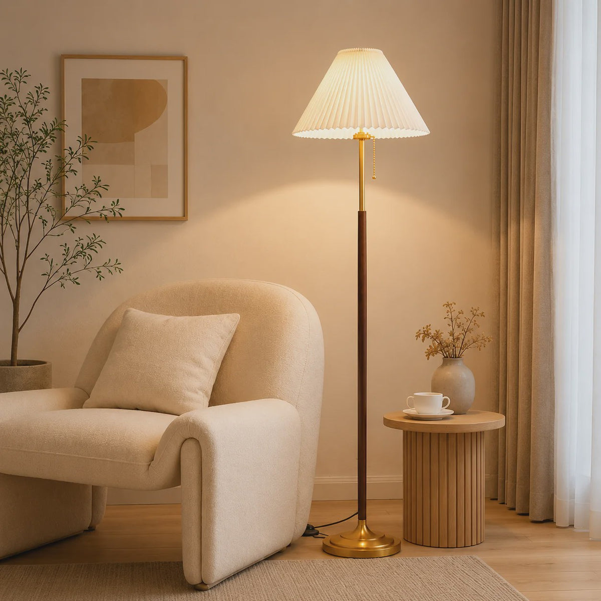 Moderne Plissé Stoffen Vloerlamp met 3 Kleurtemperaturen & Voetschakelaar | Sfeerverlichting voor Woonkamer, Slaapkamer, Kantoor