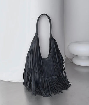 Luxe Dames Schoudertas met Lange Franjes - Zacht PU Leer, Casual Hobo Tote