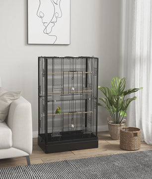 Pawhut Vogelkooi 61x36.5x98 cm met Deuren, Zitstokken en Uitschuifbare Lade