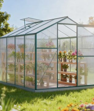 Aluminium Kweekkas met Fundering 4,75 M² - 190x253 cm met Dakraam en Schuifdeur
