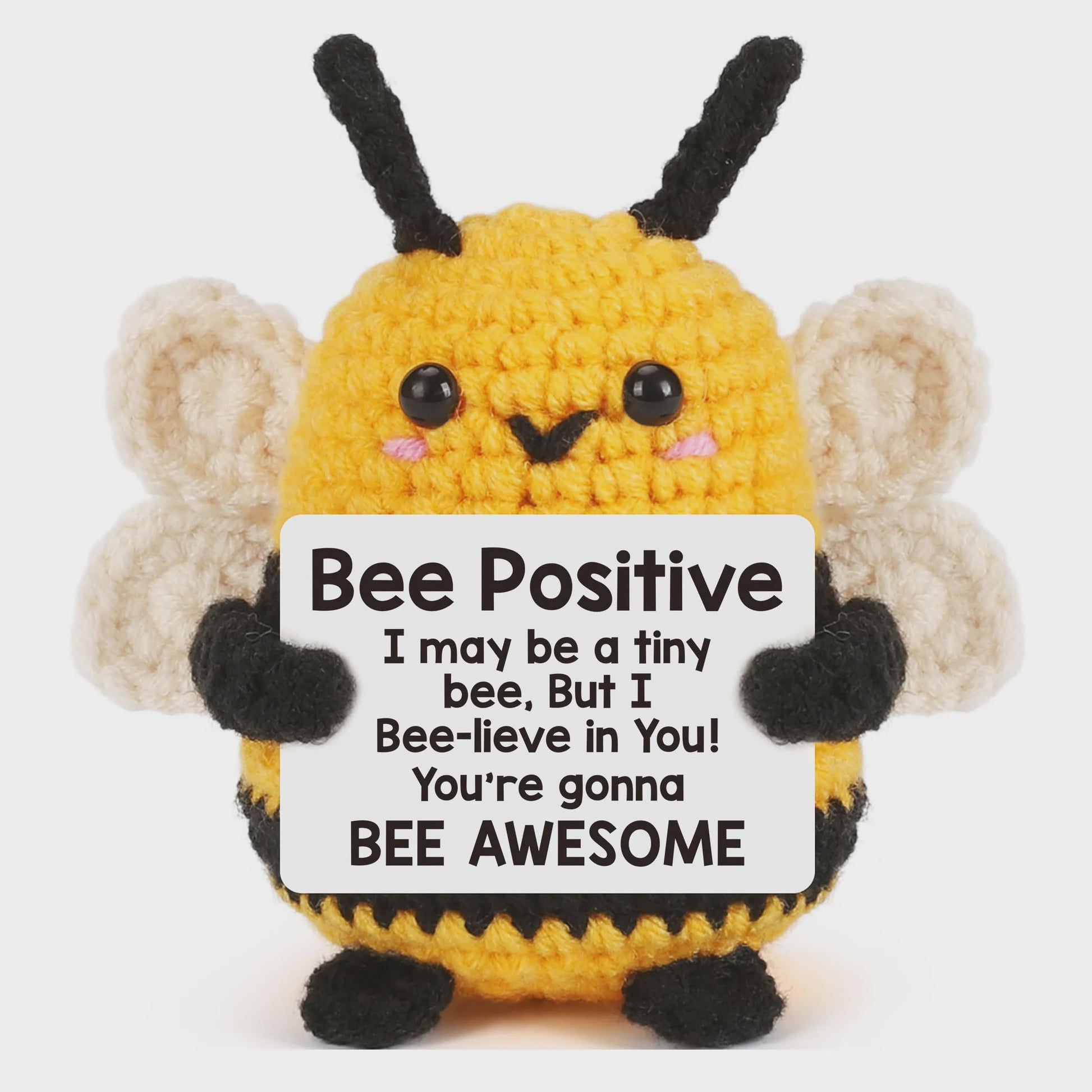 Schattige Gehaakte Bij - Motiverende Decoratie & Positieve Energie Cadeau
