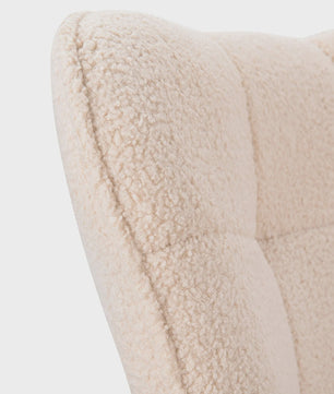 Luxe Teddy Fleece Schommelstoel Beige - Comfortabele Relaxfauteuil met Houten Basis
