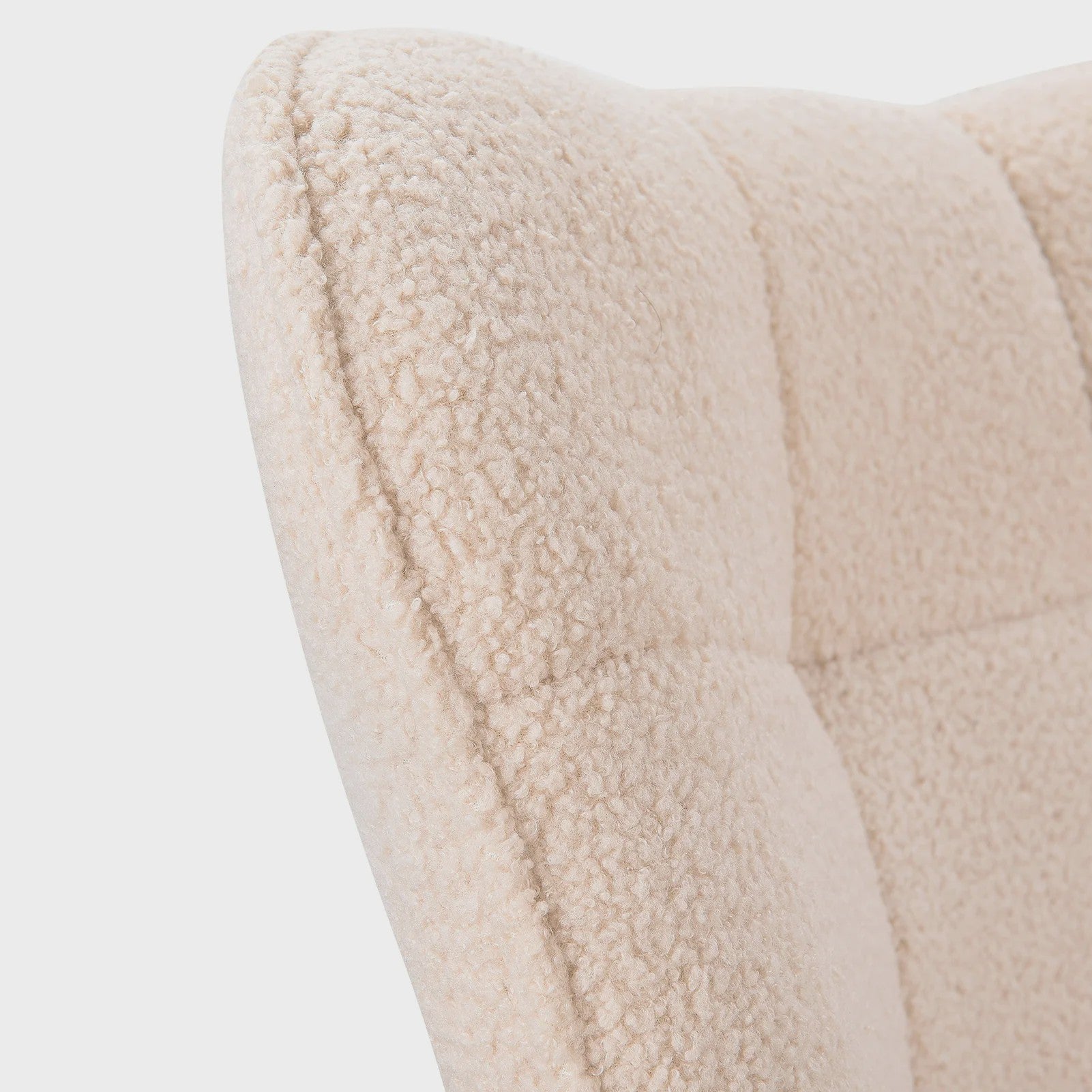 Luxe Teddy Fleece Schommelstoel Beige - Comfortabele Relaxfauteuil met Houten Basis