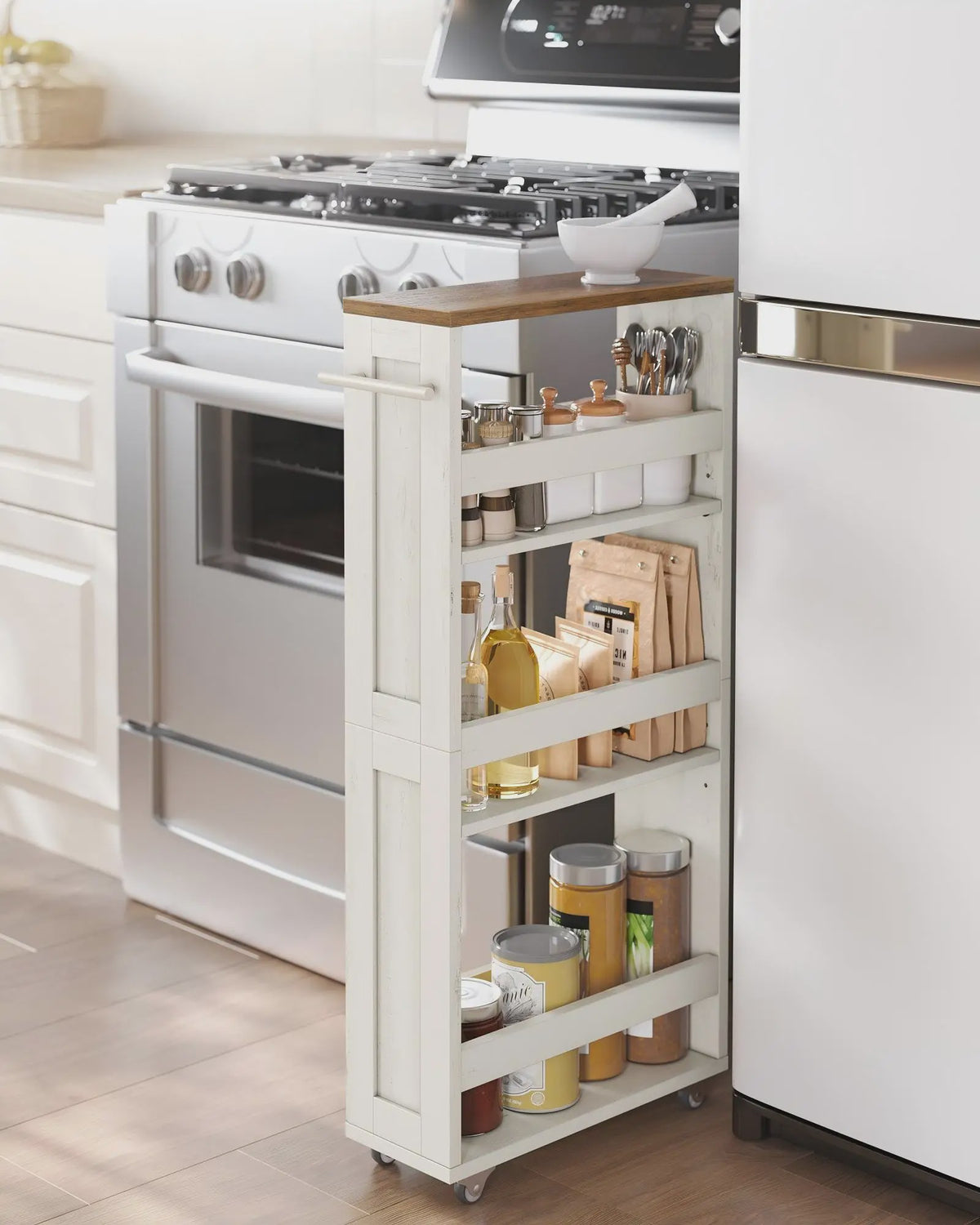 VASAGLE Smalle Rolkar met 4 Niveaus - 40x15x86.5 cm - Keuken & Badkamer Opbergoplossing