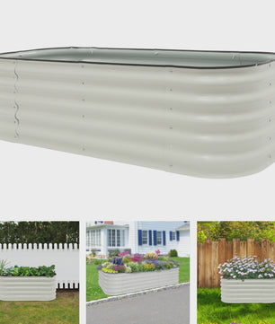 Verhoogd Plantenbed van Zinkstaal - Wit, Anti-Roest, Open Bodem voor Groenten, Kruiden & Bloemen