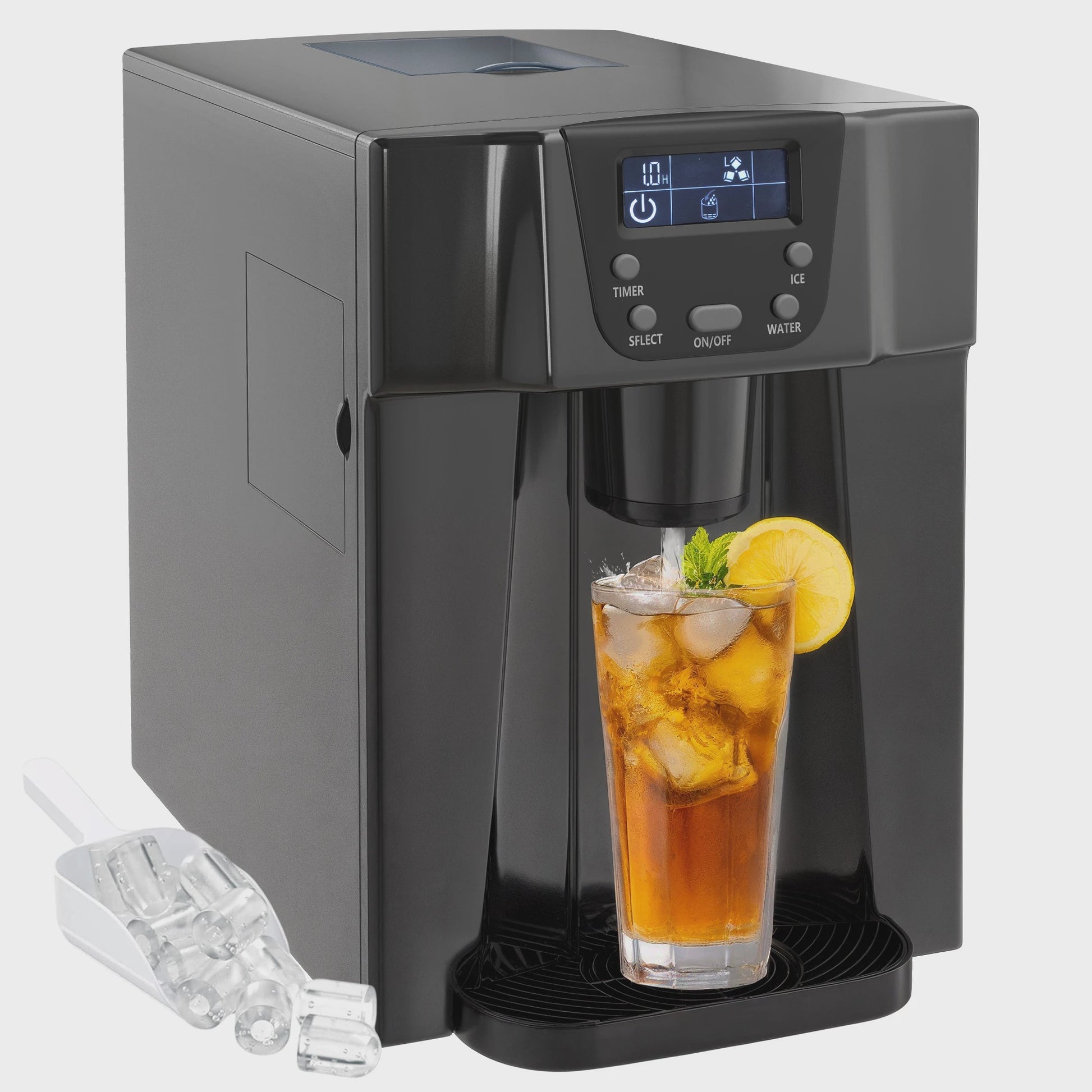 HOMCOM IJsmachine met Waterdispenser - 12kg/24u, 3L Tank, Verstelbare IJsblokjes, Zwart