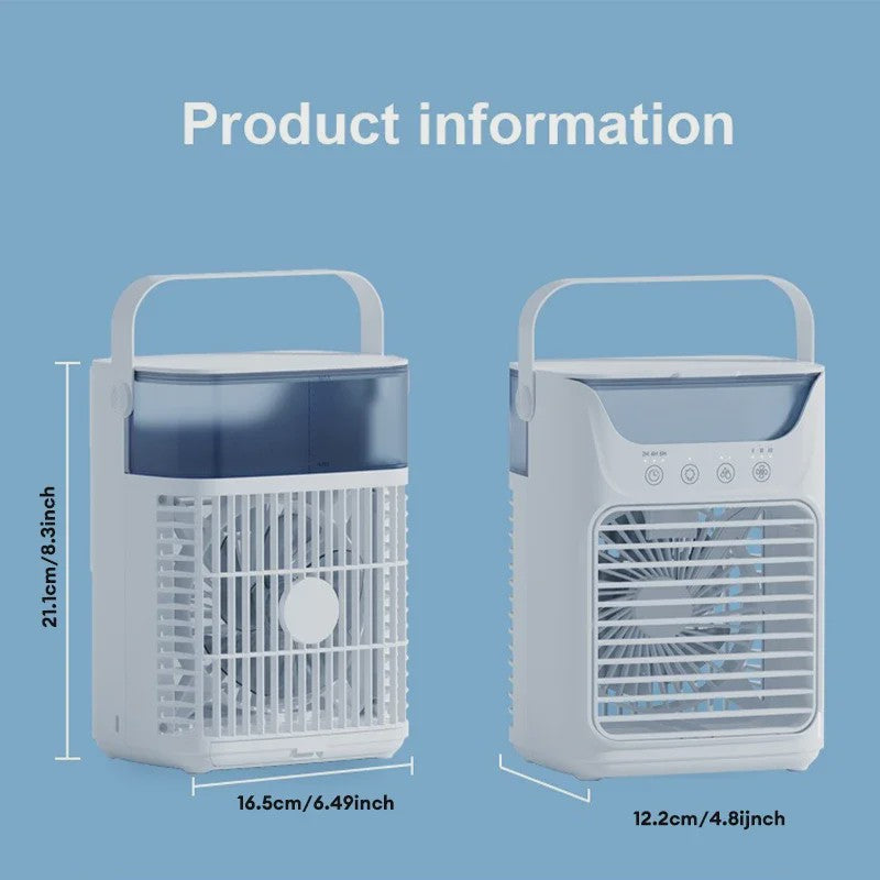 Draagbare 3-in-1 Air Cooler: Ventilator, Luchtkoeler & Luchtbevochtiger met LED Nachtlampje