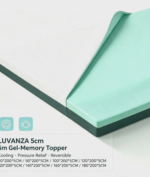 LUVANZA 5cm Gel-Memory Topper: Koel, Drukverlagend & Keerbaar (Zacht/Stevig) - Slaap Zonder Rugpijn
