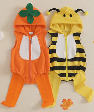 Schattig Baby Bijen Kostuum Romper met Muts en Sokken - Pasgeboren Outfit