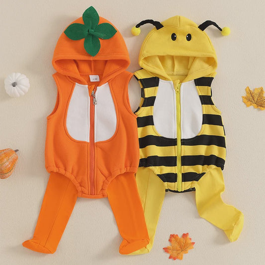 Schattig Baby Bijen Kostuum Romper met Muts en Sokken - Pasgeboren Outfit