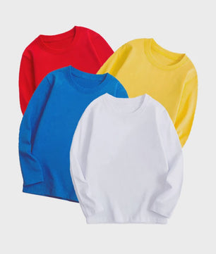 Kinder T-shirt met Lange Mouwen van Katoen - Uni Kleur Basis T-shirt voor Jongens en Meisjes - Perfect voor de Lente