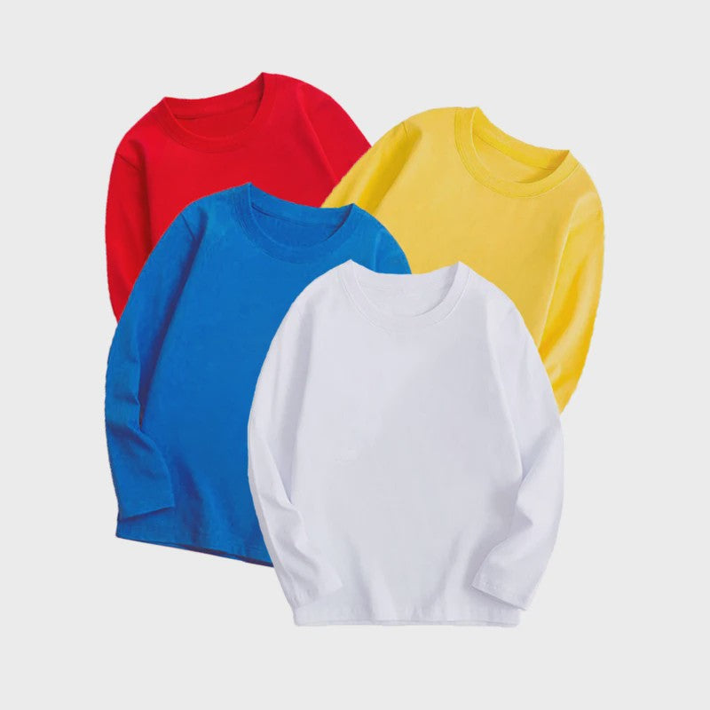 Kinder T-shirt met Lange Mouwen van Katoen - Uni Kleur Basis T-shirt voor Jongens en Meisjes - Perfect voor de Lente